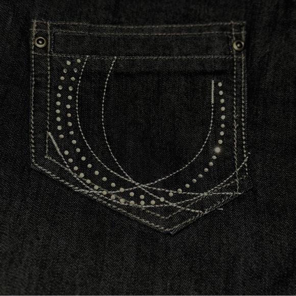 NEW Baccini Black Women's Denim Jeans with Rhinestone Pockets Size 12P - Picture 4 of 13